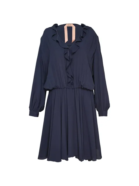 ruffled long-sleeve mini dress