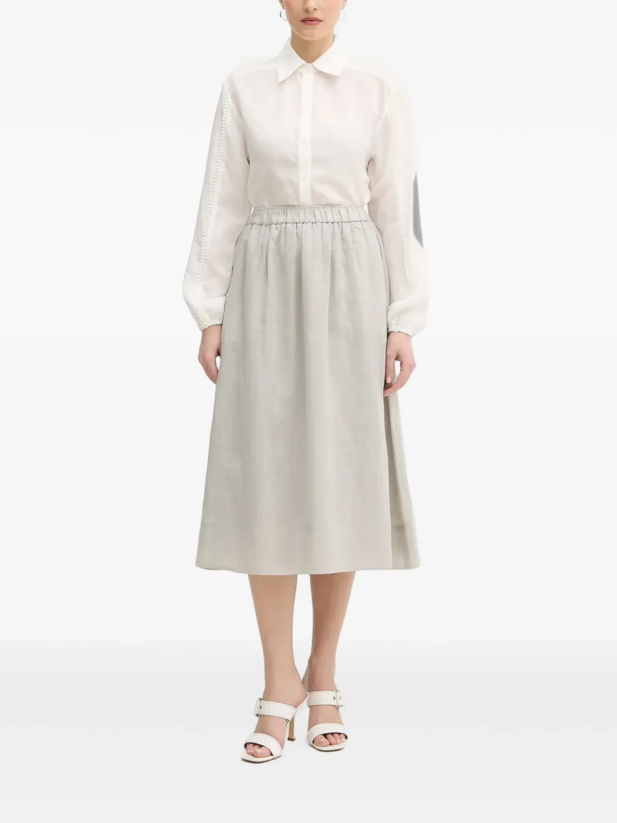 elasticated-waist logo-plaque midi skirt 2