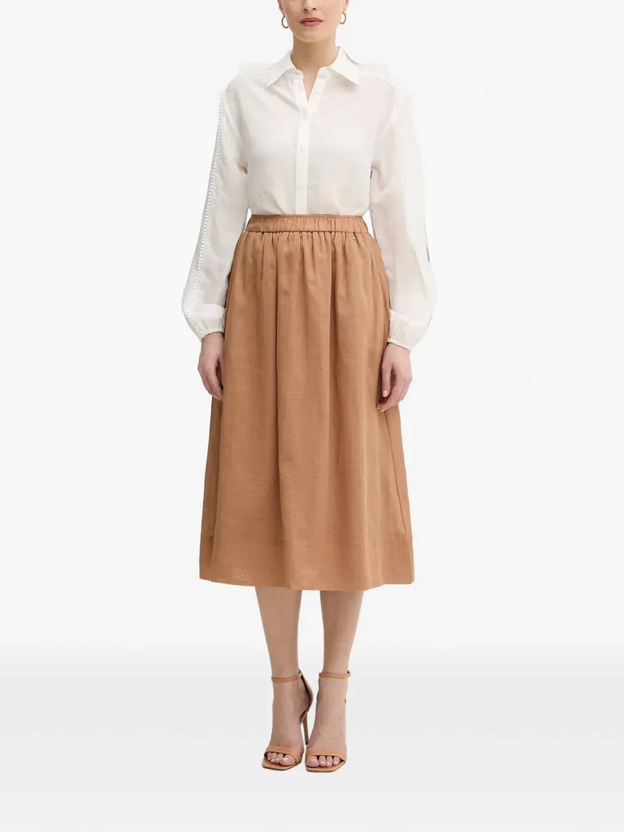 gathered elasticated-waist midi skirt 2