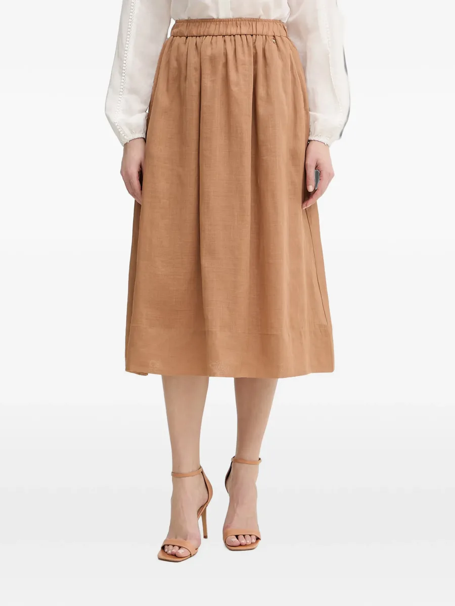 gathered elasticated-waist midi skirt 1