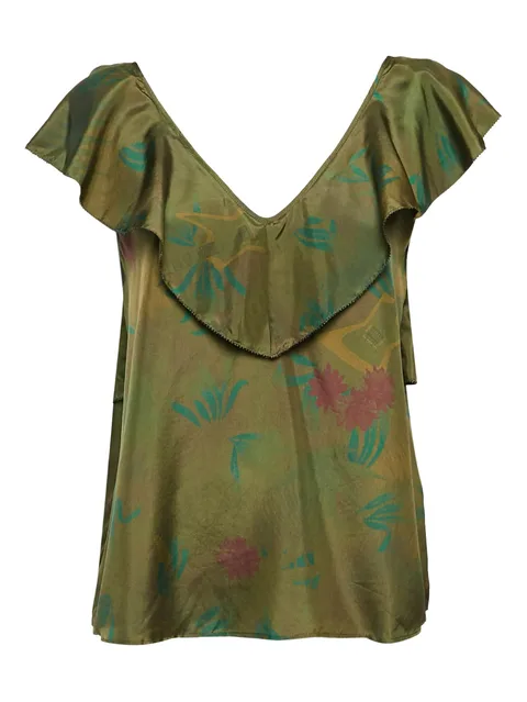 pre-owned ruffled V-neck blouse