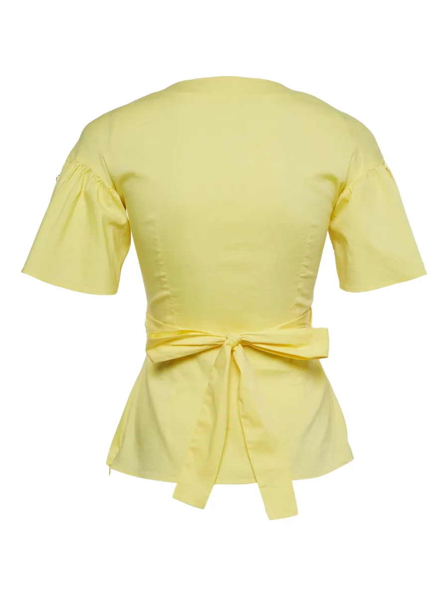 pre-owned wrap-front fluted-sleeve top 4