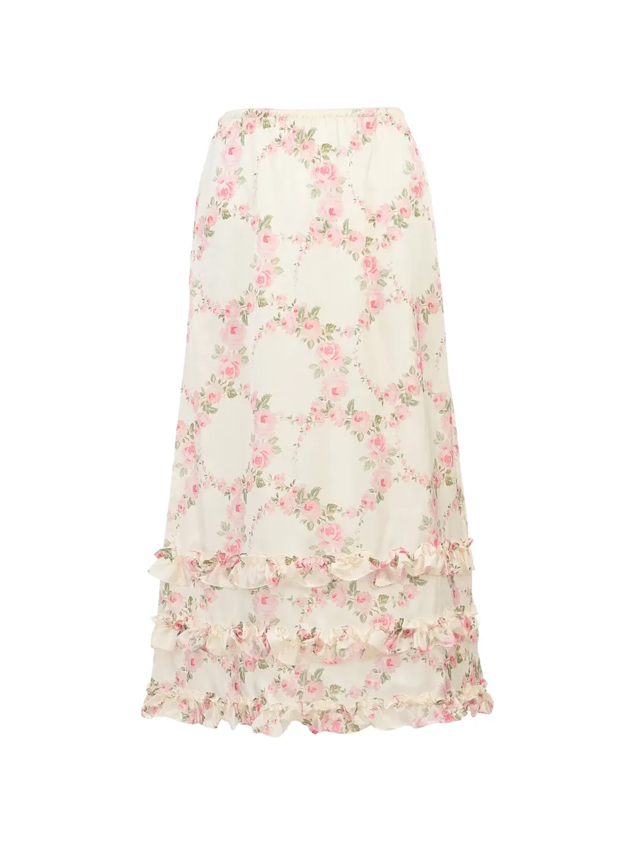 floral-print ruffled midi skirt 1