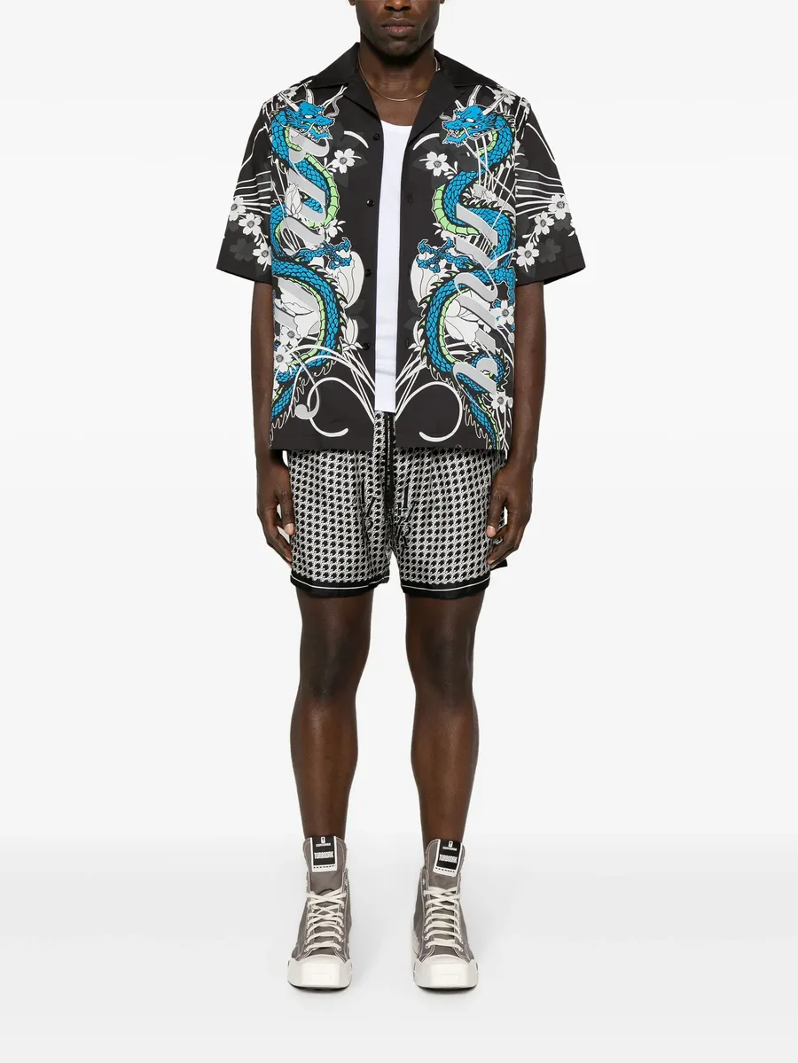 Staggard printed silk shorts 4