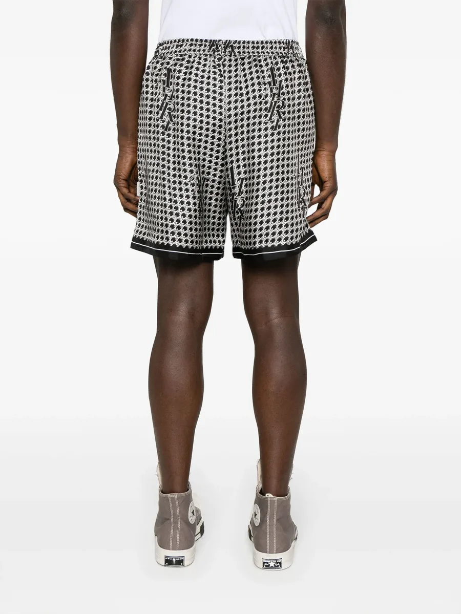 Staggard printed silk shorts 8