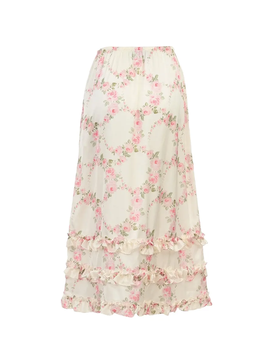 floral-print ruffled midi skirt 2