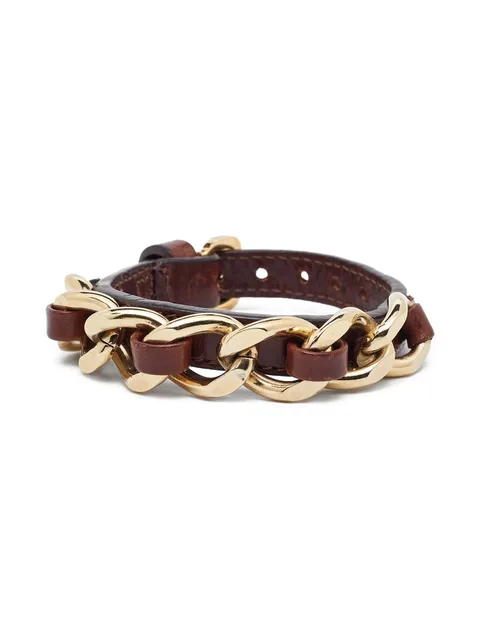 chain-detail leather bracelet