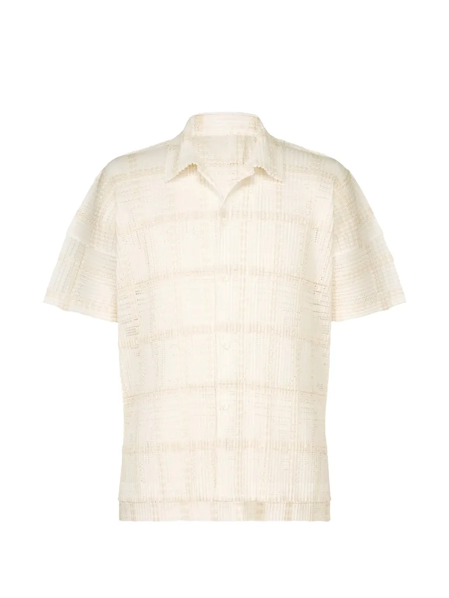 Lace Grid Pleats short-sleeved shirt 1