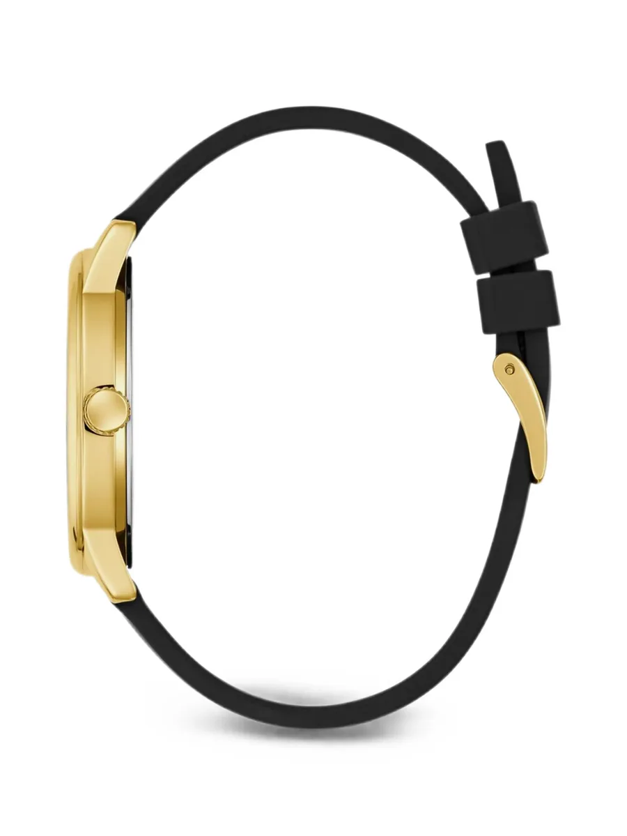 black gold-tone analog watch 4