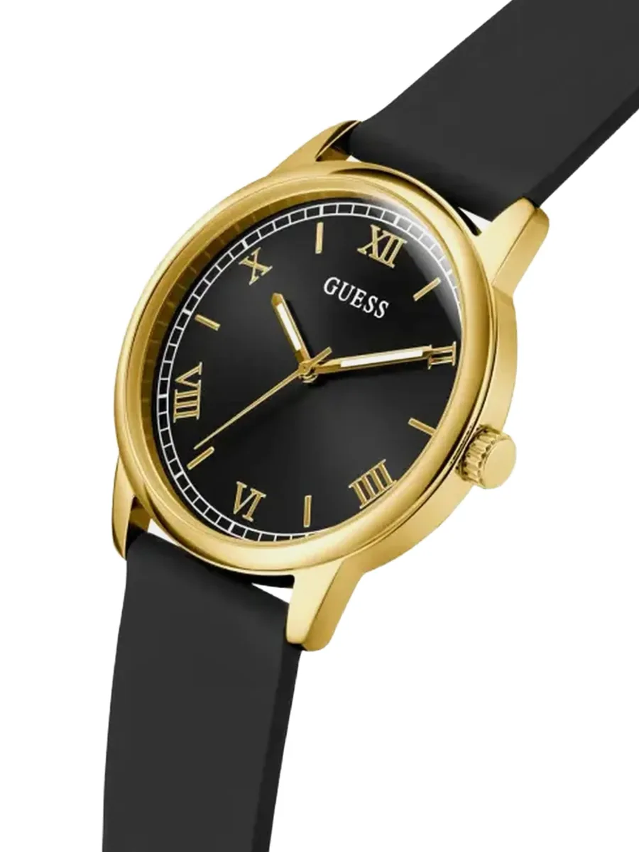 black gold-tone analog watch 2