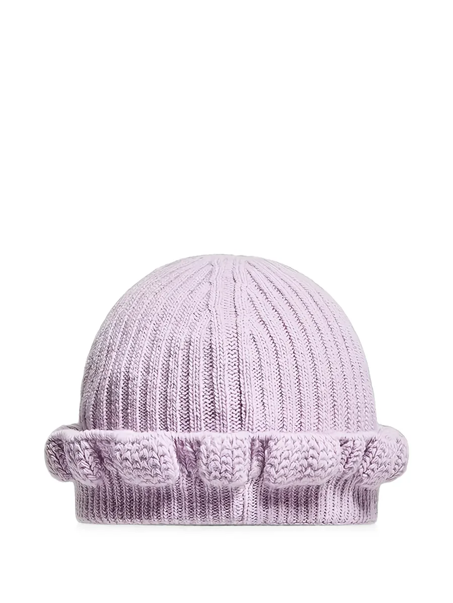 ruffled ribbed-knit beanie hat 2