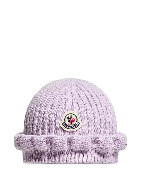 ruffled ribbed-knit beanie hat