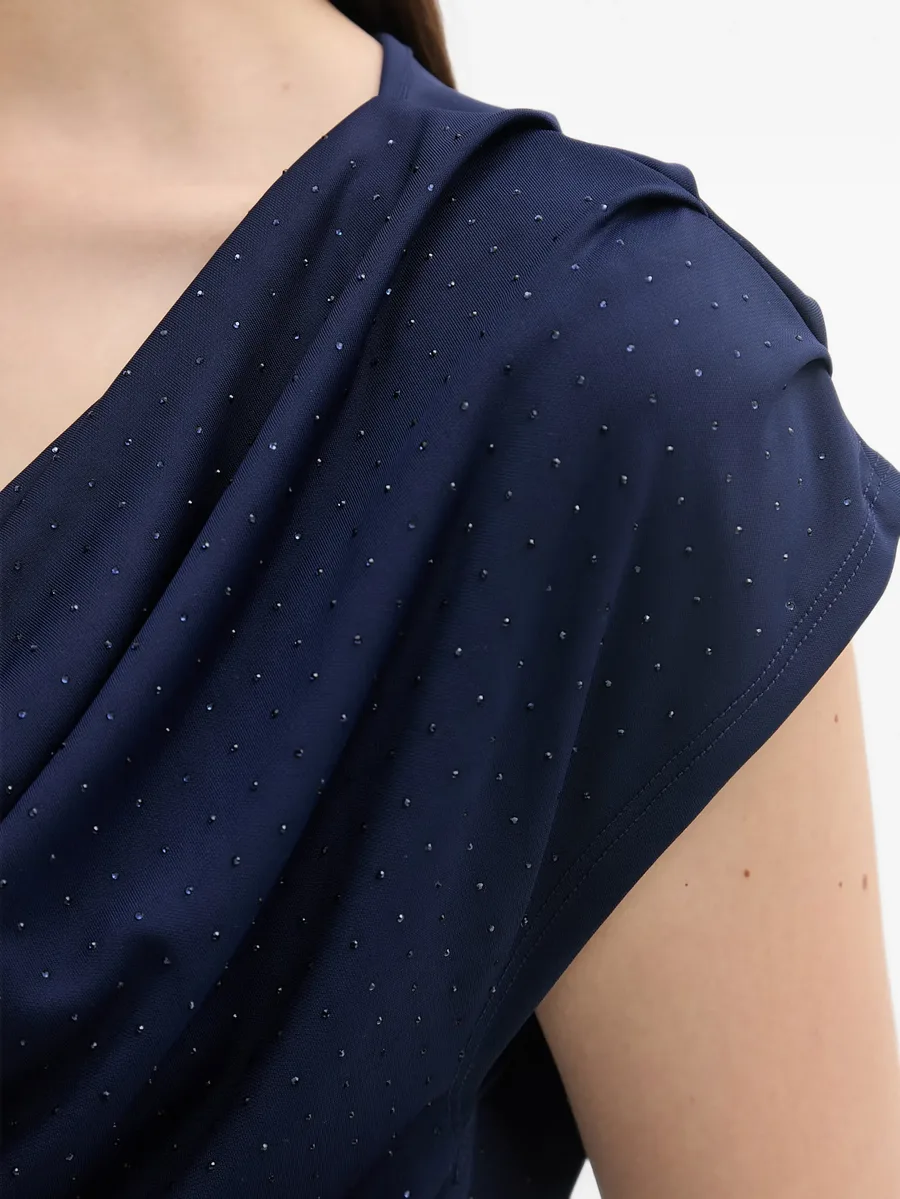 Raman crystal-embellished cowl-neck top 5