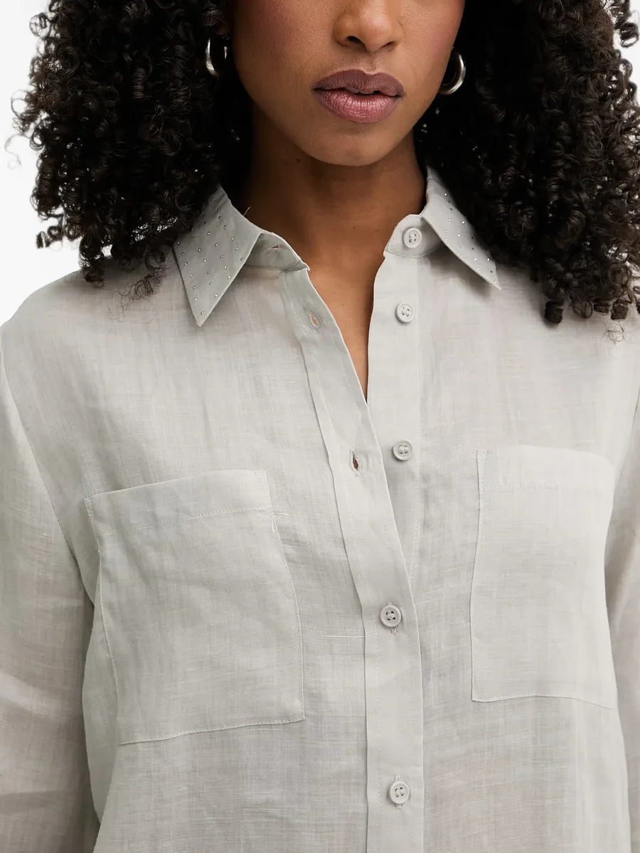 Tobela crystal-embellished chest-pocket shirt 4