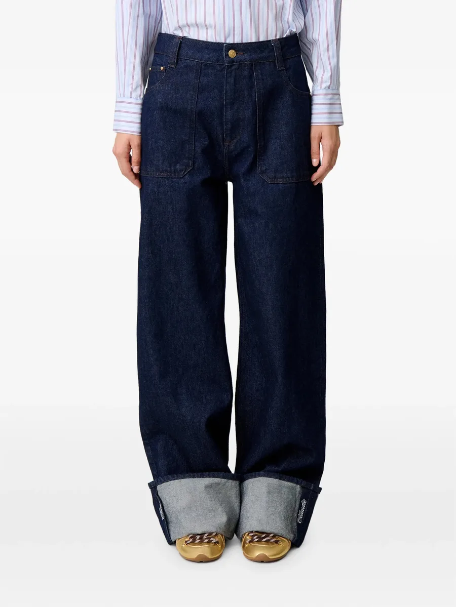 wide-leg jeans embroidered cuffs 5