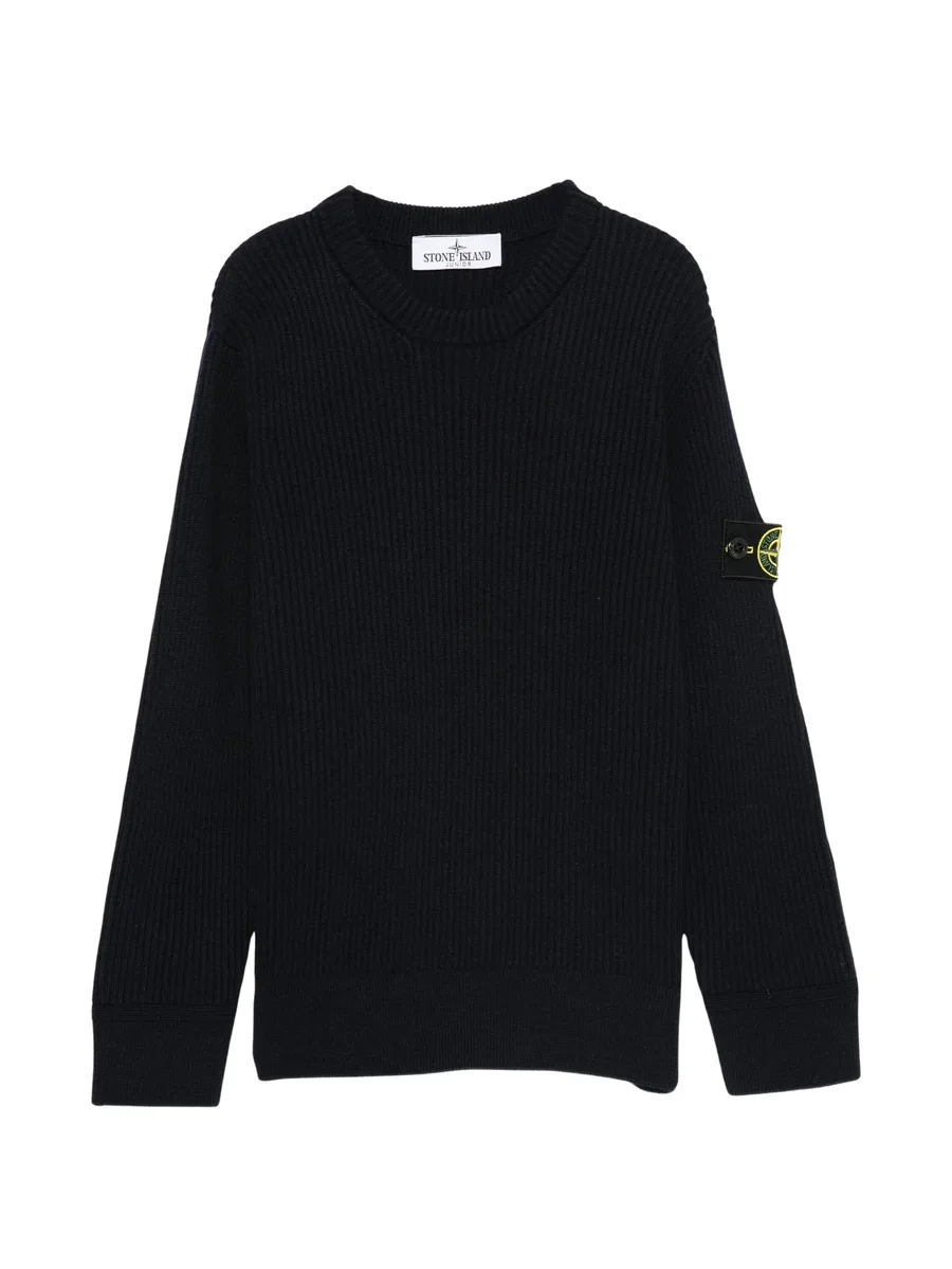 logo-patch ribbed sweater 1
