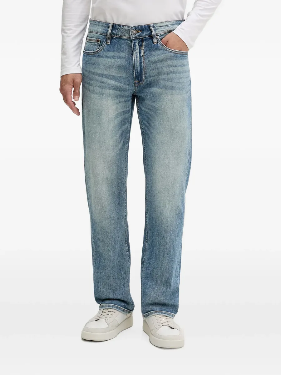 faded logo-patch jeans 1