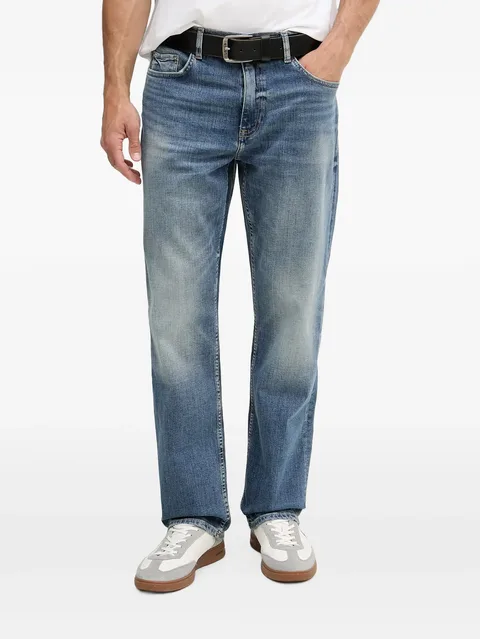 faded straight-leg jeans