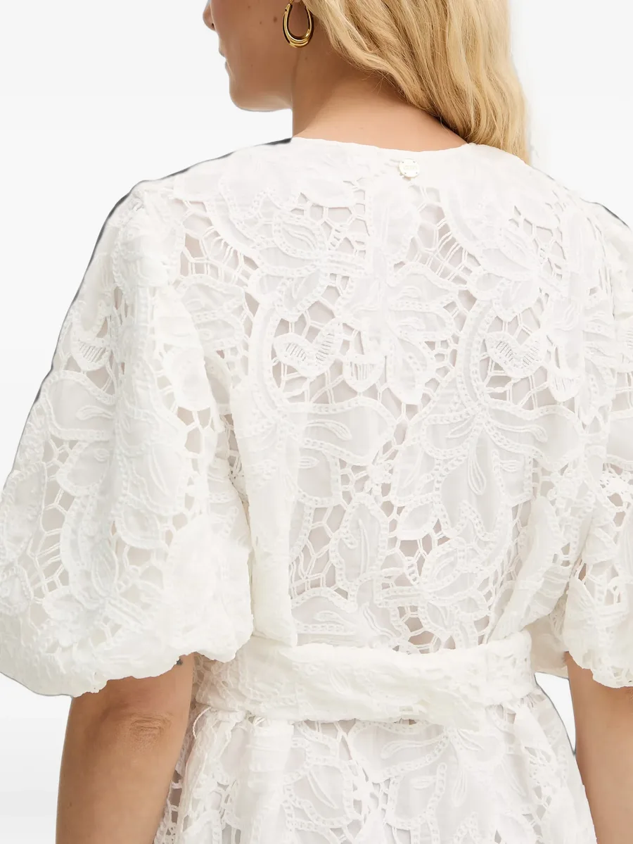 guipure-lace belted mini dress 5