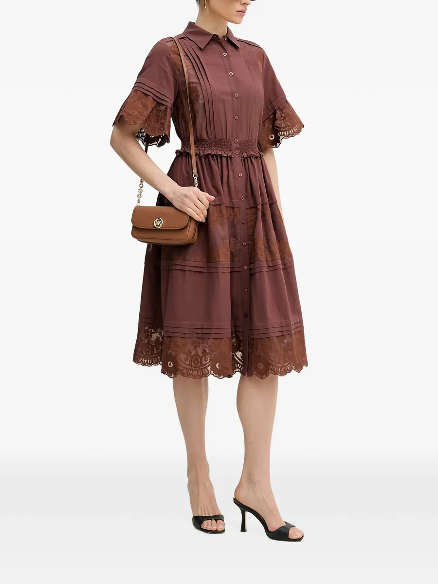 Fisia lace-panelled pleated midi dress 1