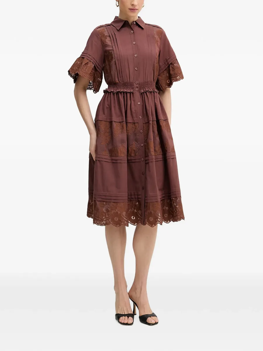 Fisia lace-panelled pleated midi dress 2