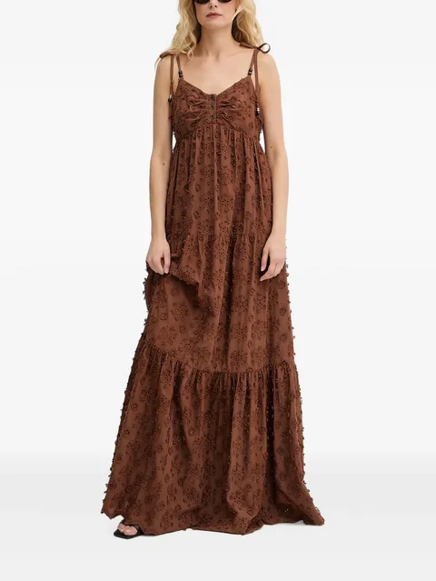 broderie-anglaise tiered maxi dress