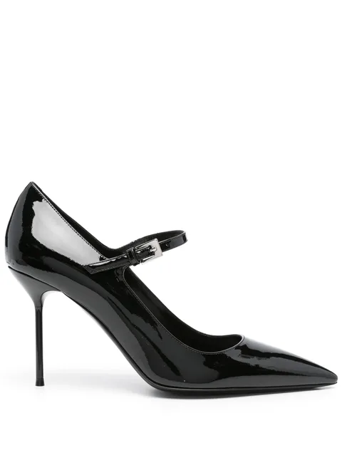 90mm leather heeled pumps