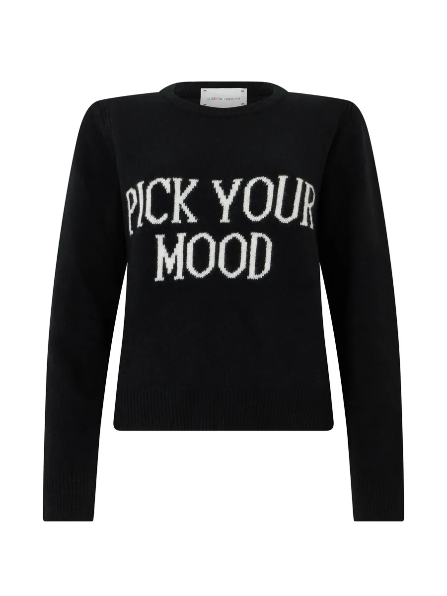 slogan-intarsia crew-neck sweater 1
