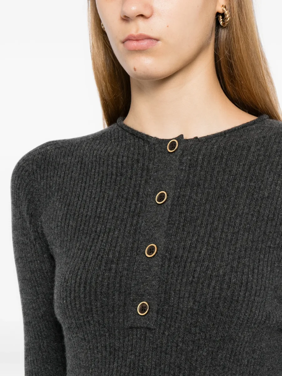 ribbed-knit button-up jumper 5