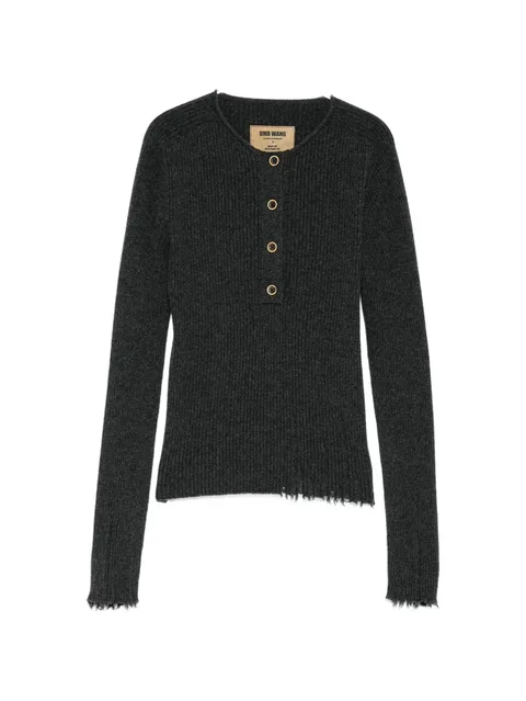 ribbed-knit button-up jumper