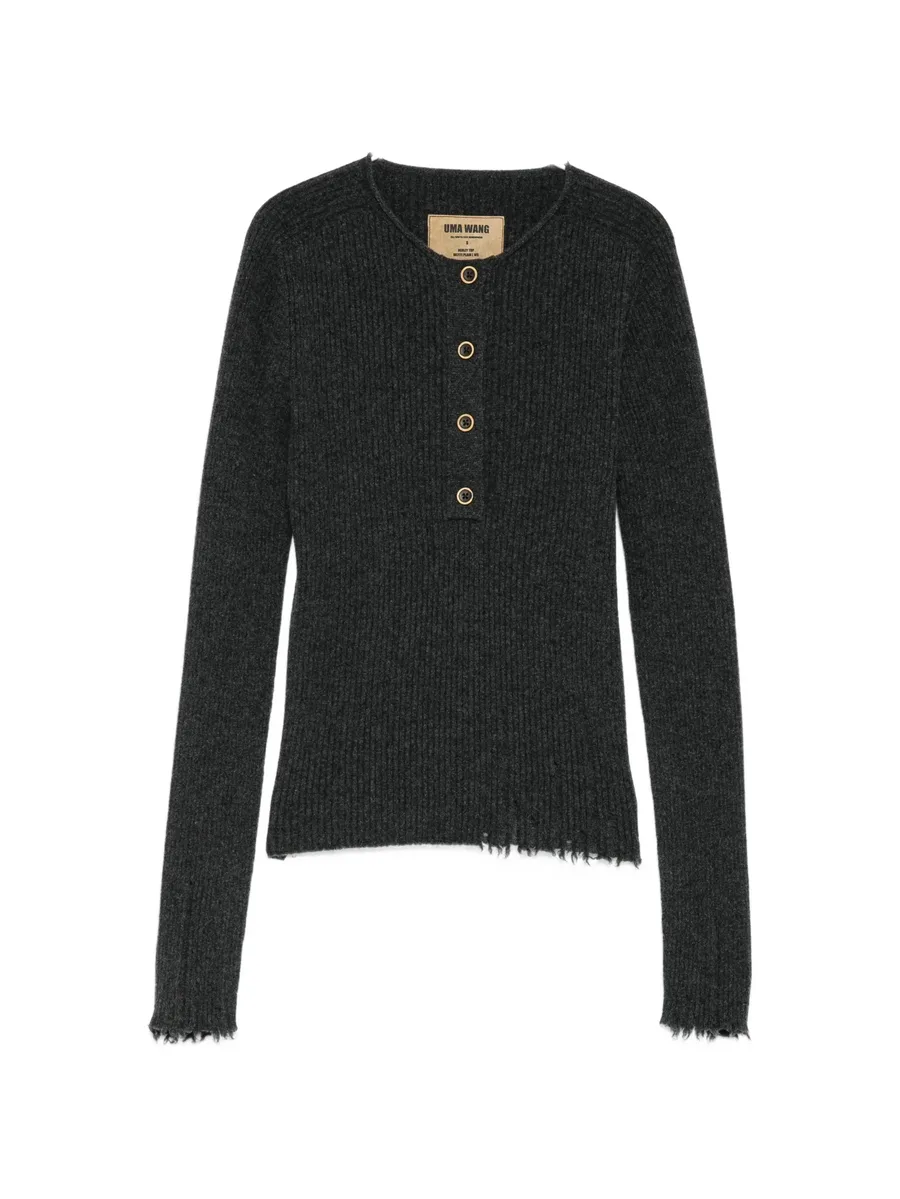 ribbed-knit button-up jumper 1