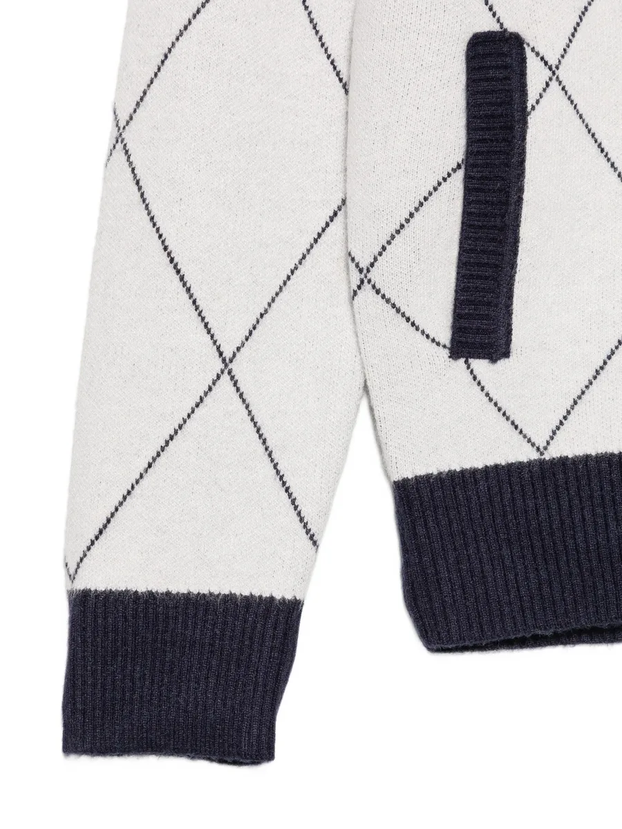 argyle-knit button-up cardigan 3