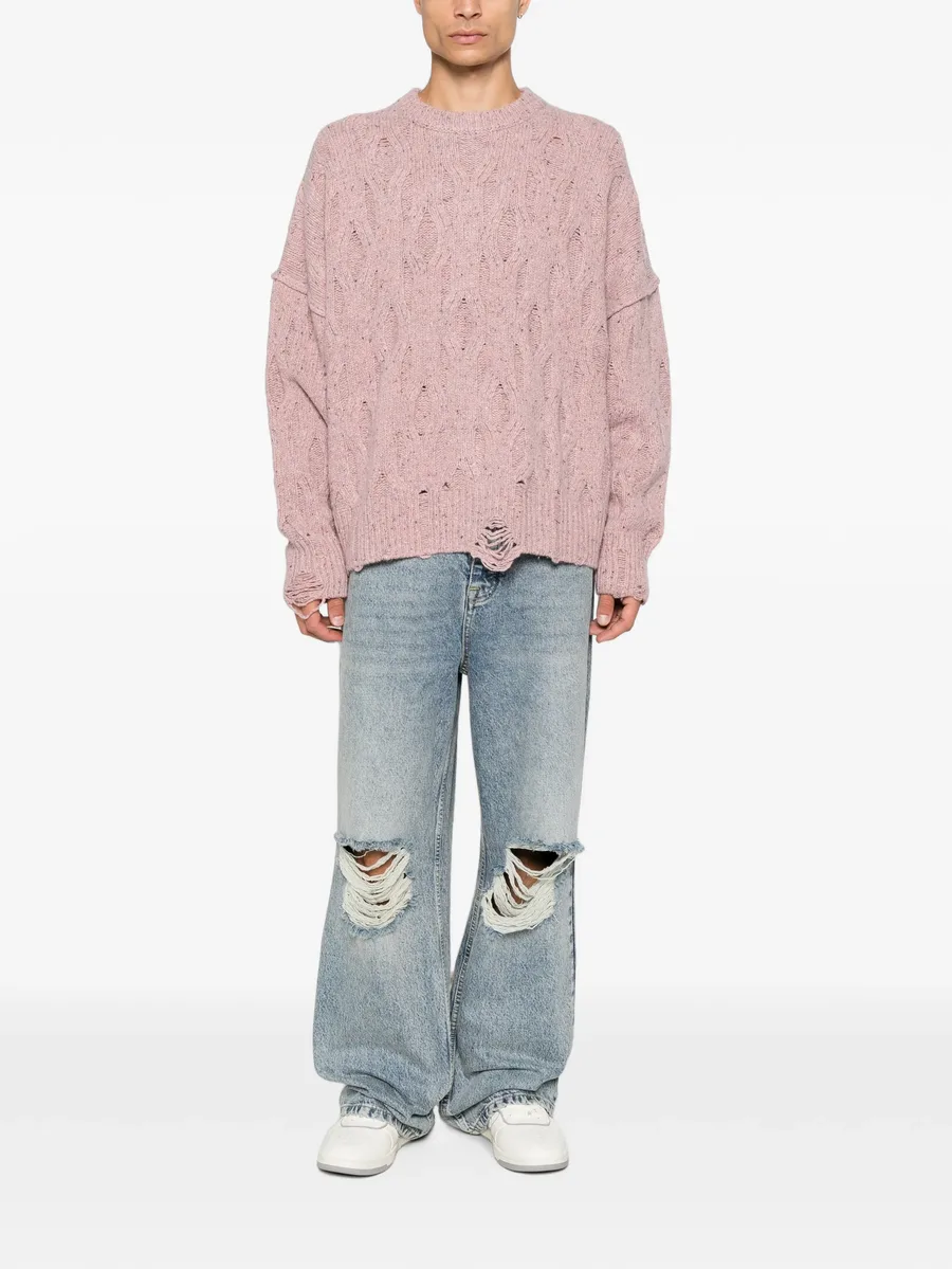 distressed cable-knit sweater 2