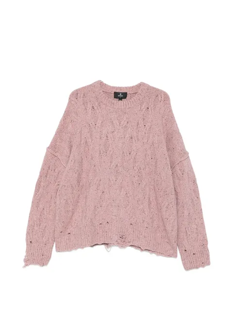 distressed cable-knit sweater