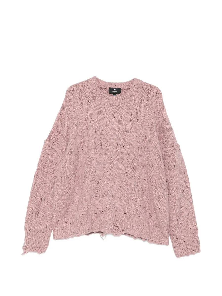 distressed cable-knit sweater 1