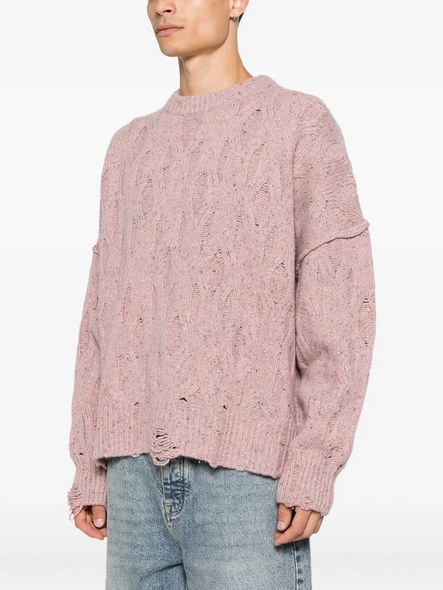 distressed cable-knit sweater 3