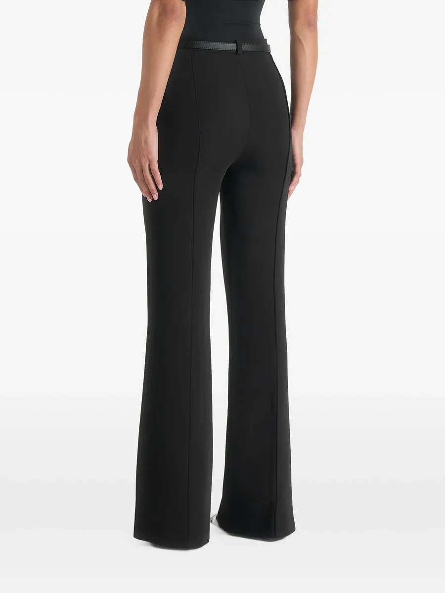 Quinn in black high-waisted belted fit & flared trousers 4