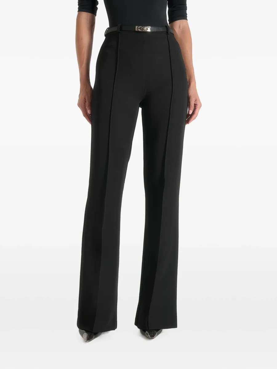 Quinn in black high-waisted belted fit & flared trousers 1