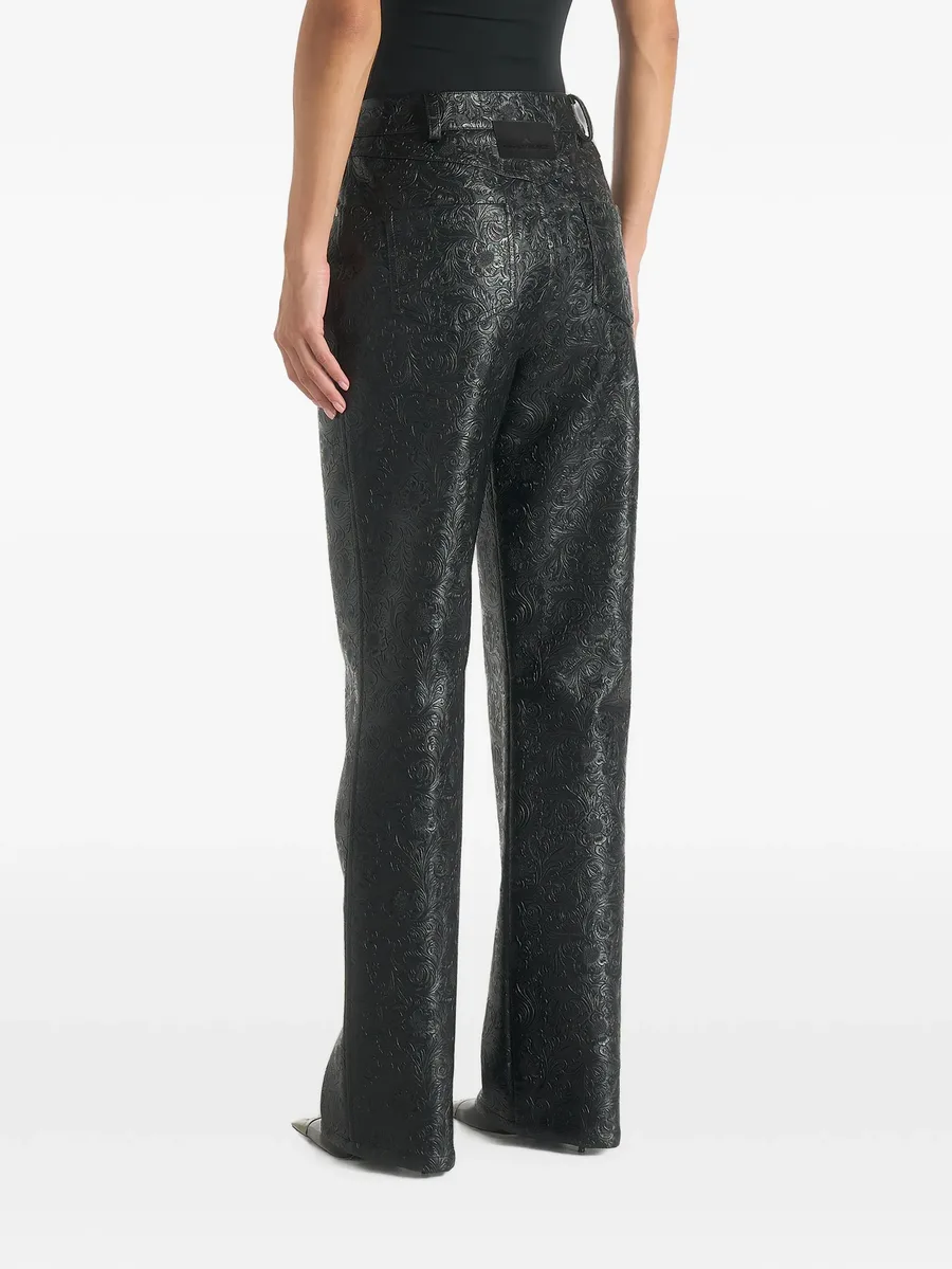 Ruth in black embossed-leather mid-rise trousers 4