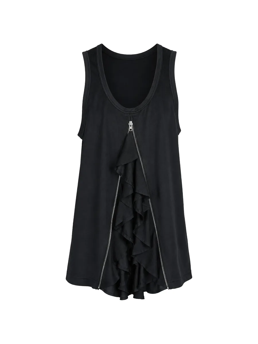 ruffled zip-fastening vest 1
