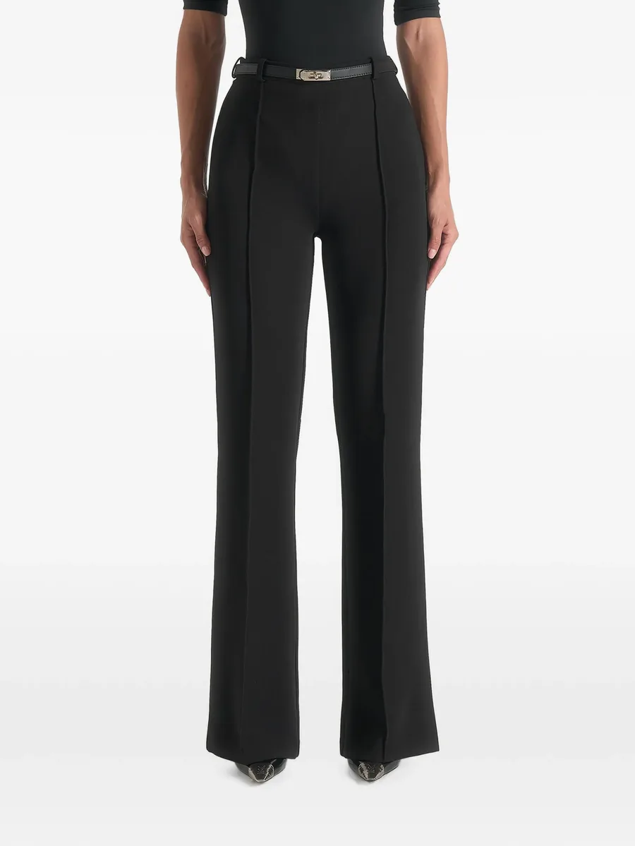 Quinn in black high-waisted belted fit & flared trousers 3