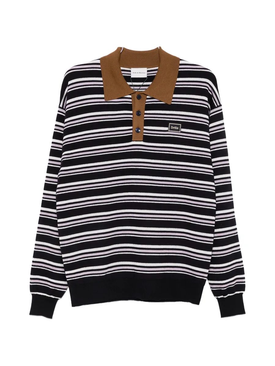 striped long-sleeve polo shirt 1