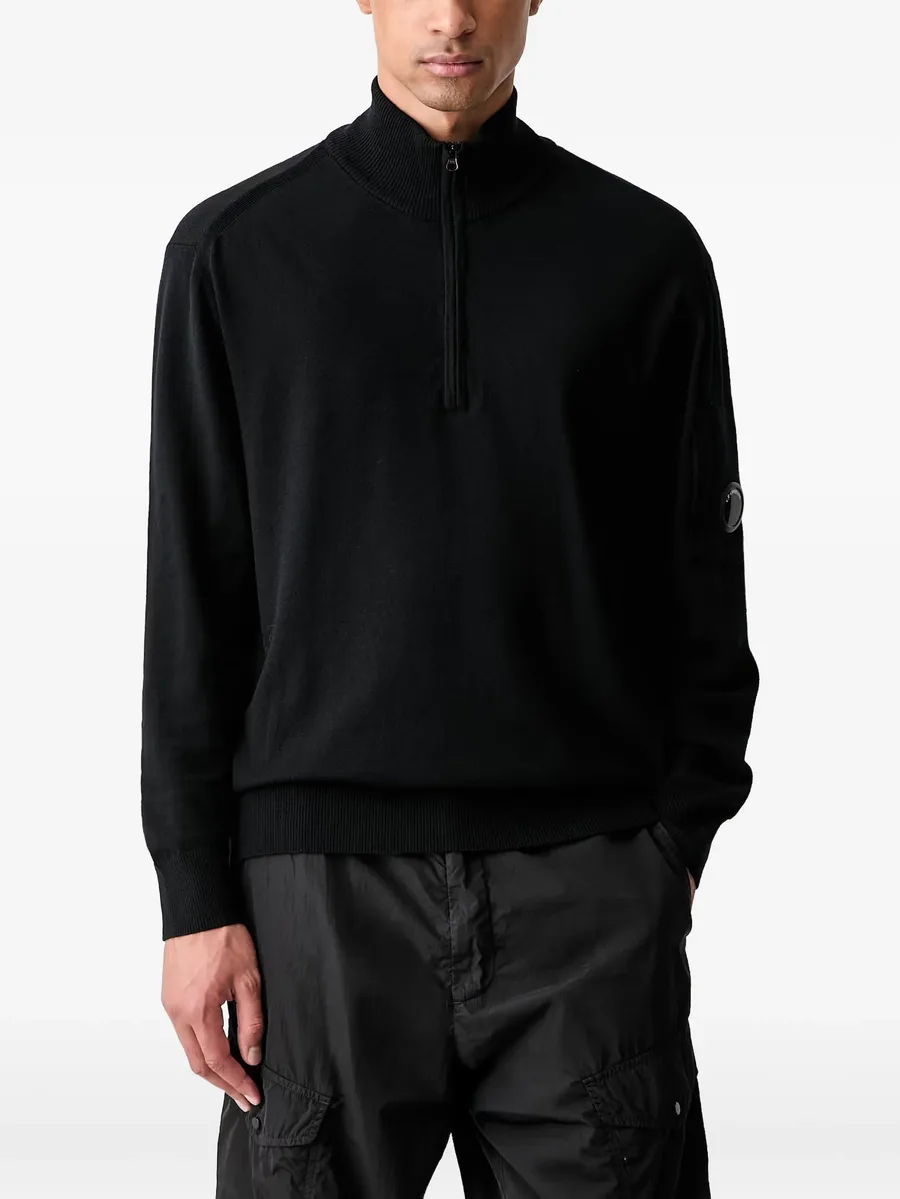 Lens-detail quarter-zip sweater 1