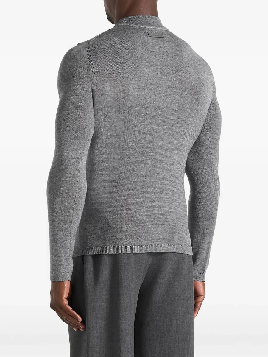 KW003 in grey fitted mock neck wool-blend jumper 3