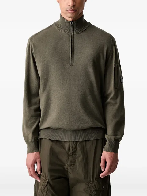 Lens-detail half-zip sweater