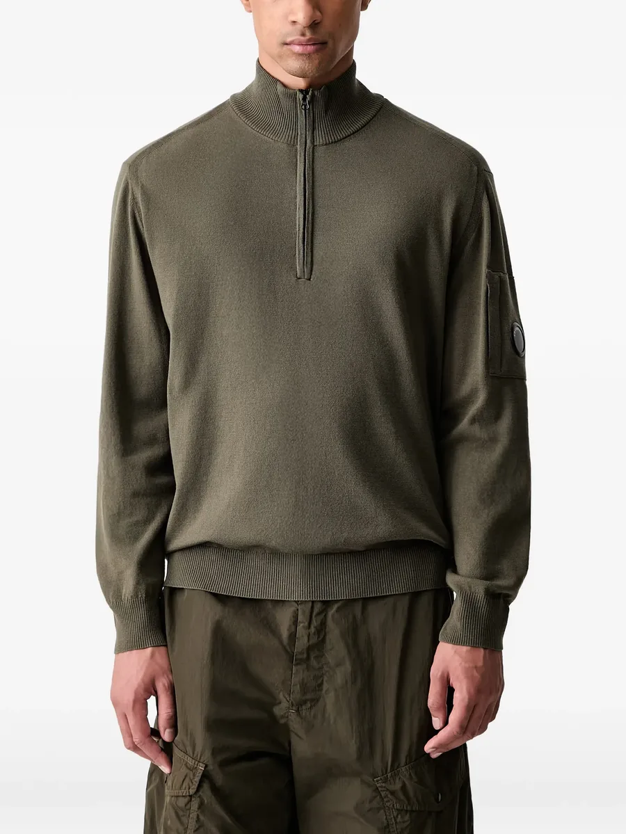 Lens-detail half-zip sweater 1