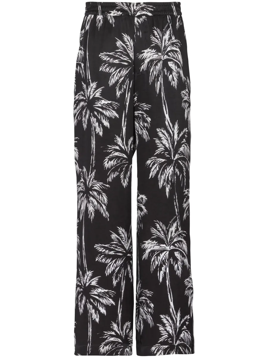 palm tree-print satin trousers 2