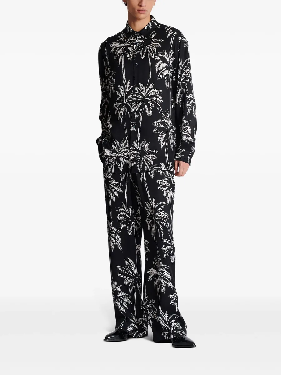 palm tree-print satin trousers 3