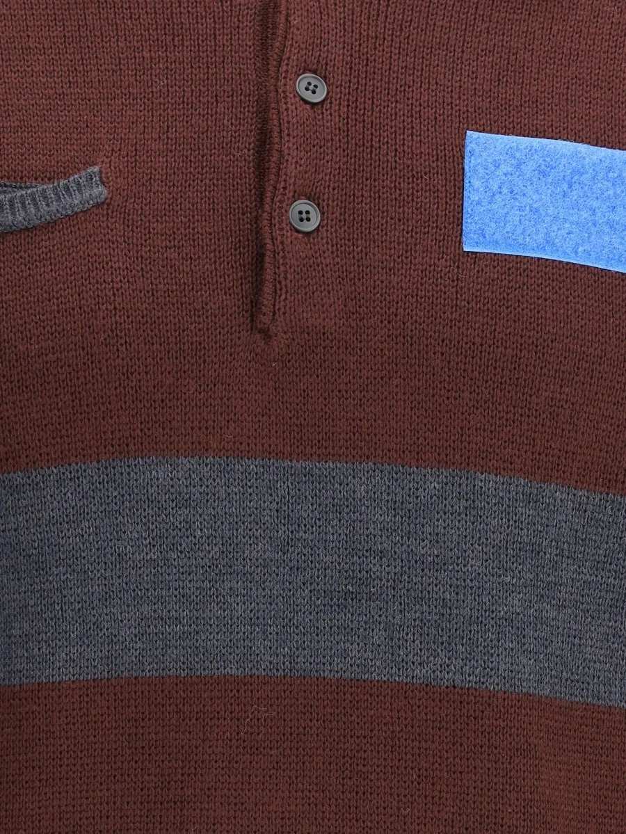 button-fastening striped-detail polo shirt 5