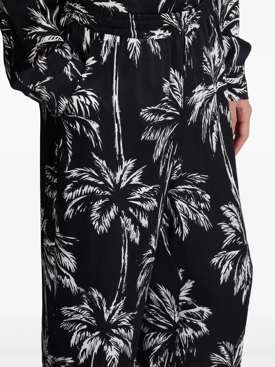 palm tree-print satin trousers 11